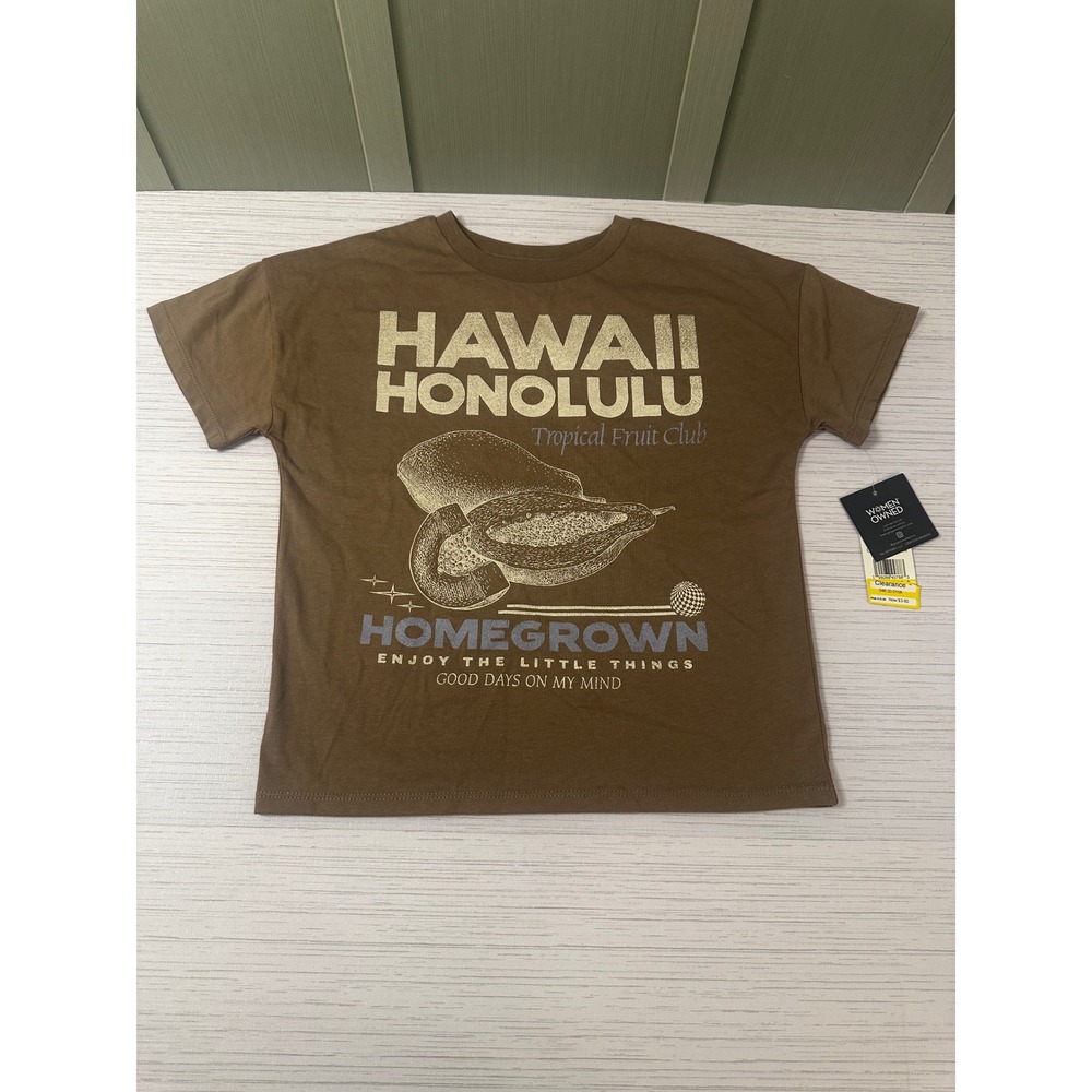 Grayson Threads Kids Hawaii Honolulu Graphic T-Shirt Brown Size S 6/7 NWT
